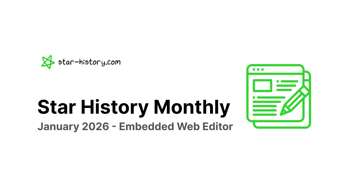 Star History Monthly Jan 2026 | Embedded Web Editor