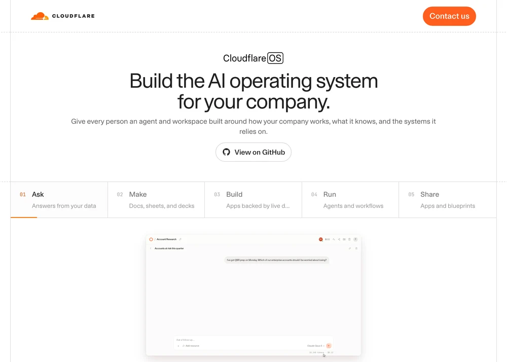 Cloudflare OS website