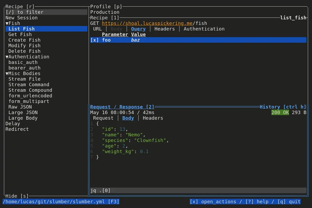 Slumber terminal UI